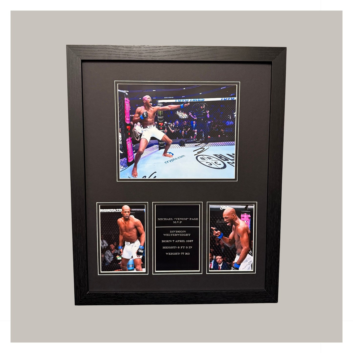 MICHAEL VENOM PAGE (MVP) SIGNED 10X8 PHOTO MOUNTED DISPLAY