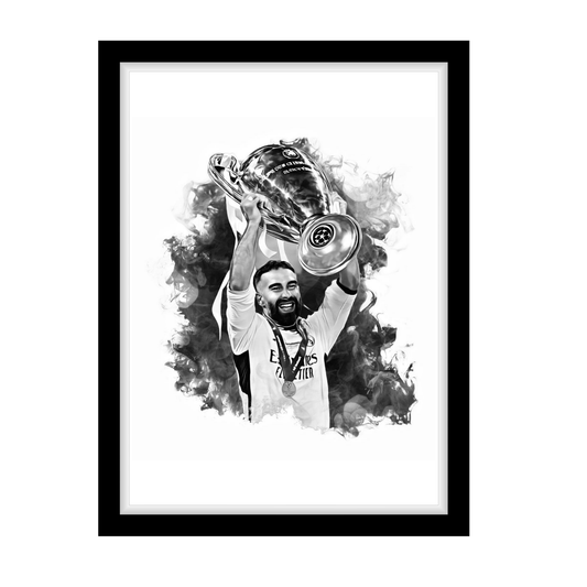 DANI CARVAJAL "A4 Black & White Football Art Print – Oil Painting Style Sports Wall Decor-Artwork re-print