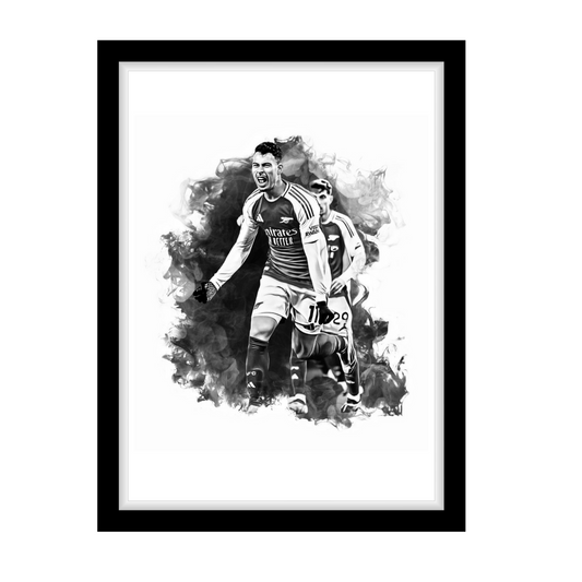 MARTINELLI "A4 Black & White Football Art Print – Oil Painting Style Sports Wall Decor-Artwork re-print
