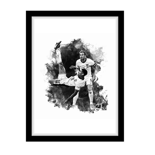 BELLINGHAM "A4 Black & White Football Art Print – Oil Painting Style Sports Wall Decor-Artwork re-print