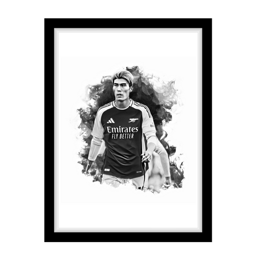 TOMIYASU "A4 Black & White Football Art Print – Oil Painting Style Sports Wall Decor-Artwork re-print
