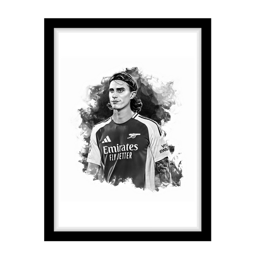 RICCARDO CALAFIORI "A4 Black & White Football Art Print – Oil Painting Style Sports Wall Decor-Artwork re-print