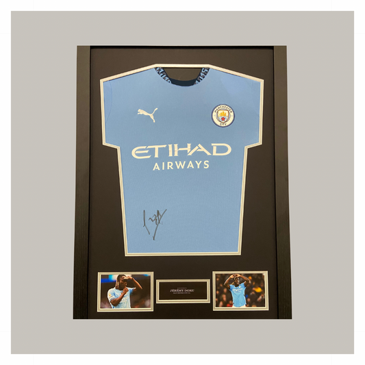JEREMY DOKU FRONT SIGNED SHIRT AND FRAMED SHIRT