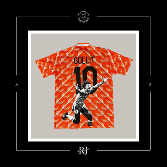 RUUD GULLIT HAND-PAINTED & SIGNED NETHERLANDS 1988 SHIRT.