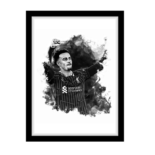 CURTIS JONES "A4 Black & White Football Art Print – Oil Painting Style Sports Wall Decor-Artwork re-print