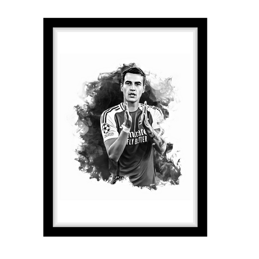 KIWIOR "A4 Black & White Football Art Print – Oil Painting Style Sports Wall Decor-Artwork re-print