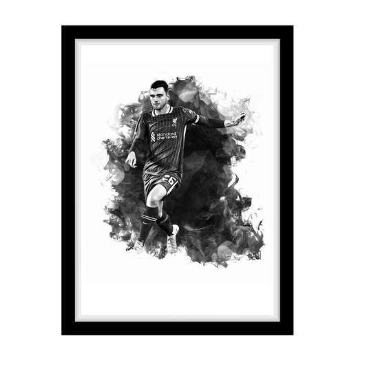 ANDY ROBERTSON "A4 Black & White Football Art Print – Oil Painting Style Sports Wall Decor-Artwork re-print