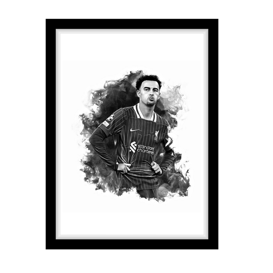 CURTIS JONES "A4 Black & White Football Art Print – Oil Painting Style Sports Wall Decor-Artwork re-print