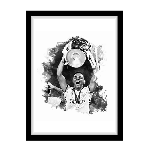 PEPE "A4 Black & White Football Art Print – Oil Painting Style Sports Wall Decor-Artwork re-print