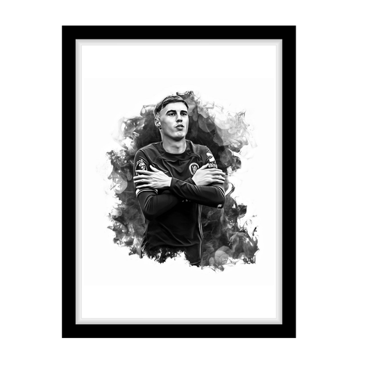 COLE PALMER "A4 Black & White Football Art Print – Oil Painting Style Sports Wall Decor-Artwork re-print