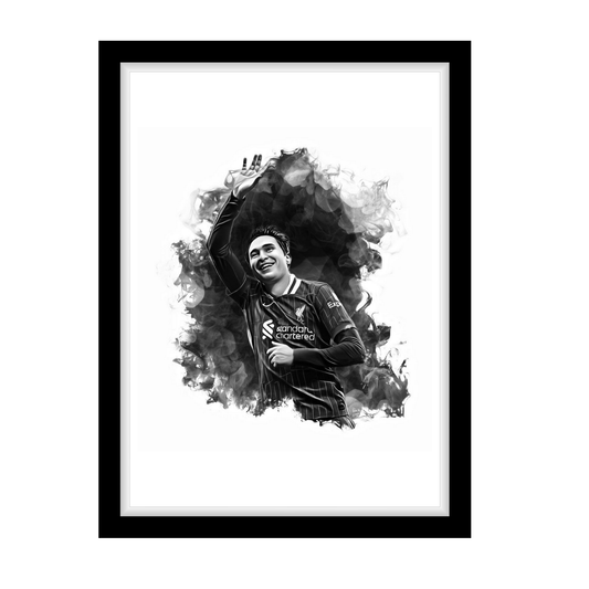 FEDERICO CHIESA "A4 Black & White Football Art Print – Oil Painting Style Sports Wall Decor-Artwork re-print
