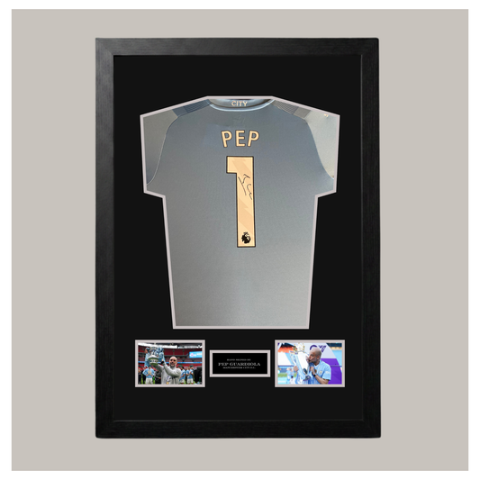 PEP GUARDIOLA SIGNED AND FRAMED SHIRT