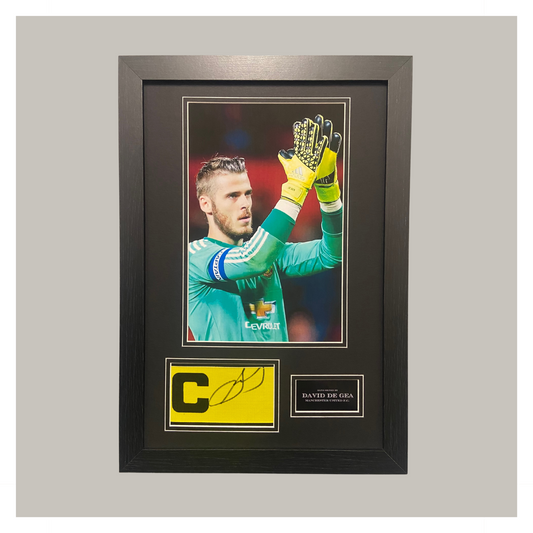 DAVID DE GEA SIGNED CAPTAINS ARMBAND DISPLAY