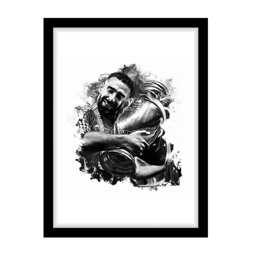 DANI CARVAJAL "A4 Black & White Football Art Print – Oil Painting Style Sports Wall Decor-Artwork re-print