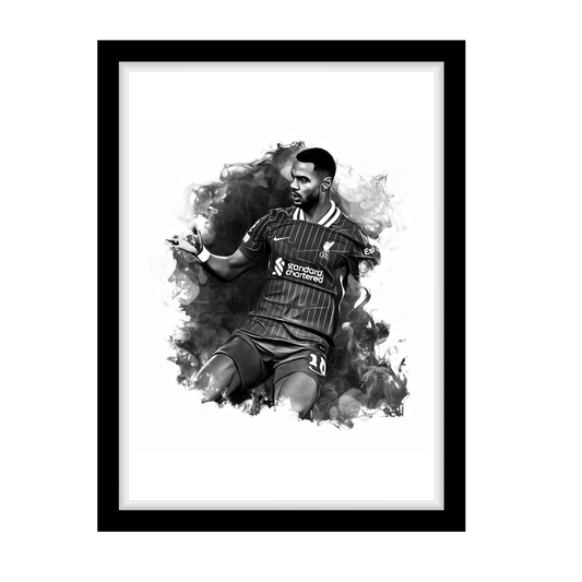 GAKPO "A4 Black & White Football Art Print – Oil Painting Style Sports Wall Decor-Artwork re-print
