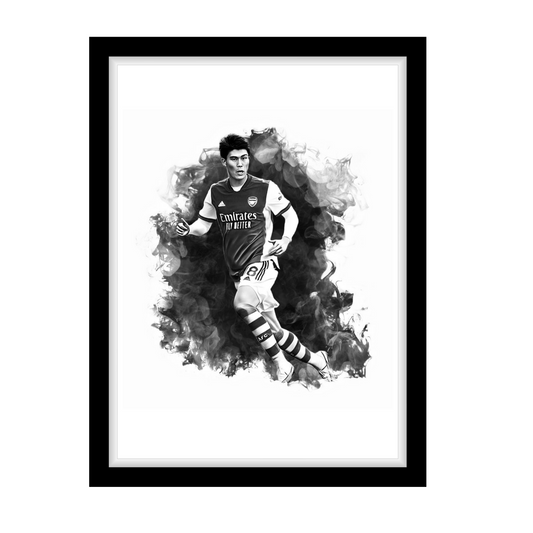 TOMIYASU "A4 Black & White Football Art Print – Oil Painting Style Sports Wall Decor-Artwork re-print