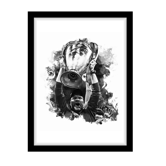 KLOPP "A4 Black & White Football Art Print – Oil Painting Style Sports Wall Decor-Artwork re-print