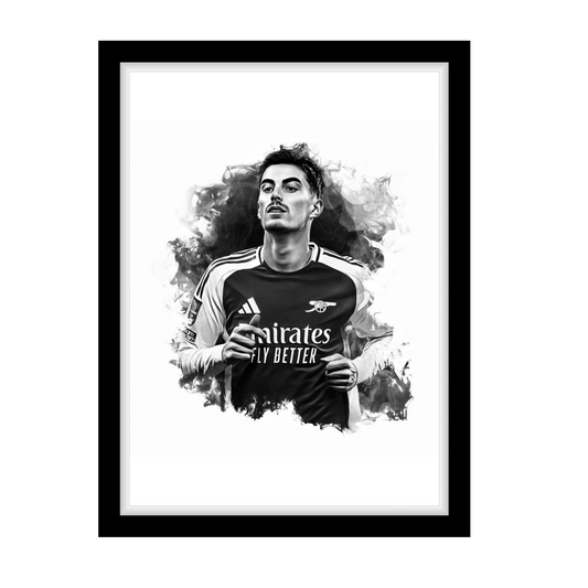 KAI HAVERTZ "A4 Black & White Football Art Print – Oil Painting Style Sports Wall Decor-Artwork re-print