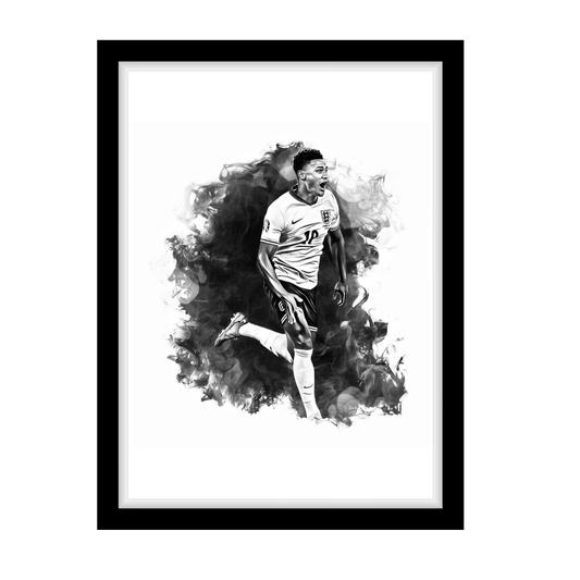 OLLIE WATKINS "A4 Black & White Football Art Print – Oil Painting Style Sports Wall Decor-Artwork re-print