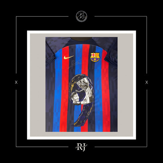 ROBERT LEWANDOWSKI HAND-PAINTED & SIGNED BARCELONA SHIRT