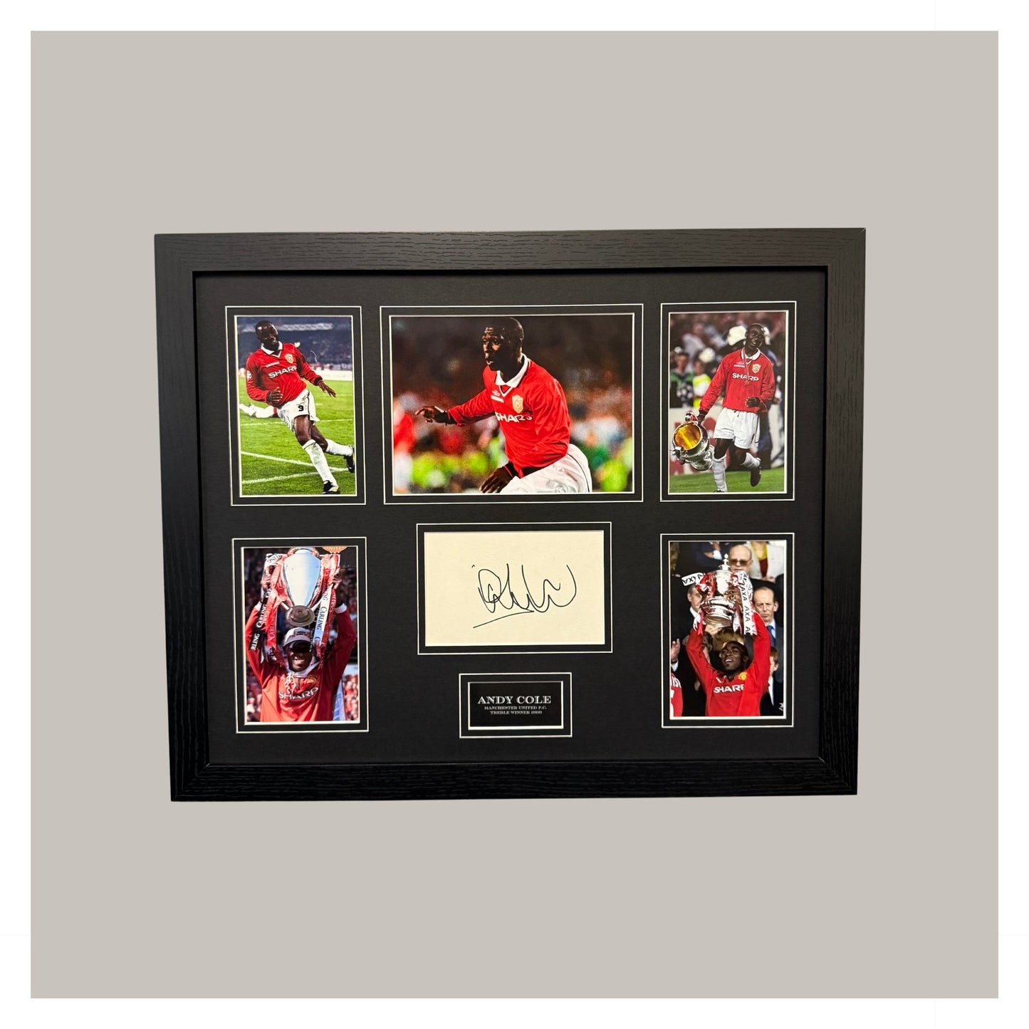 ANDY COLE SIGNED INDEX CARD MOUNTED DISPLAY
