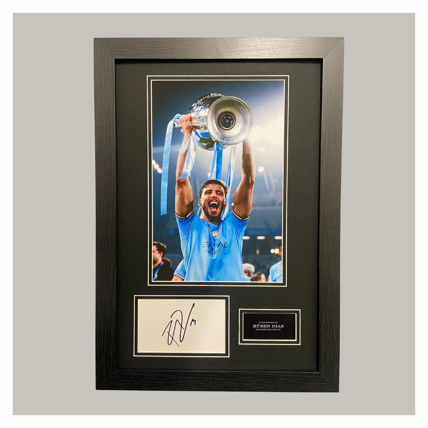 Ruben Dias hand signed champions league display Manchester City F.C.