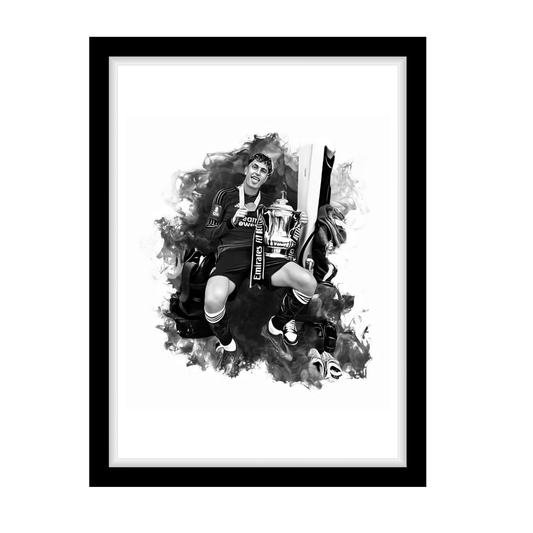 GARNACHO "A4 Black & White Football Art Print – Oil Painting Style Sports Wall Decor-Artwork re-print