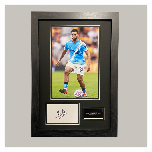 Rayan Aït-Nouri hand signed display Manchester City F.C.