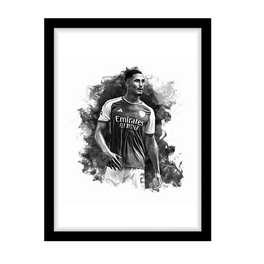 SALIBA "A4 Black & White Football Art Print – Oil Painting Style Sports Wall Decor-Artwork re-print