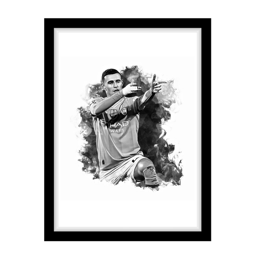 FODEN "A4 Black & White Football Art Print – Oil Painting Style Sports Wall Decor-Artwork re-print