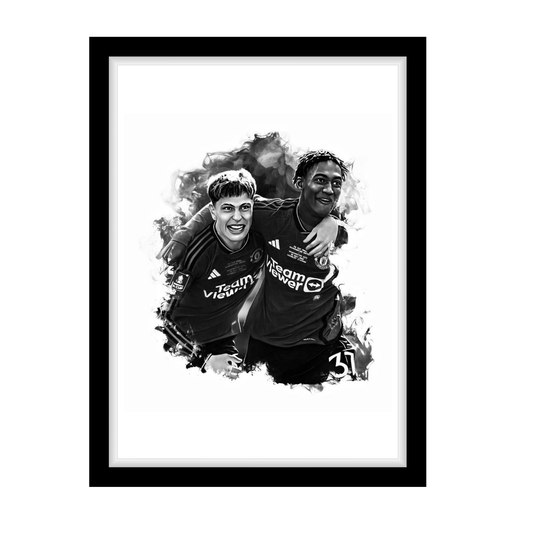 GARNACHO X MAINOO "A4 Black & White Football Art Print – Oil Painting Style Sports Wall Decor-Artwork re-print