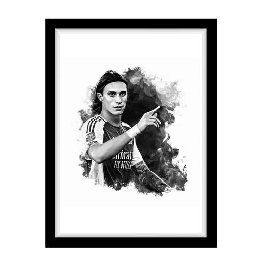 RICCARDO CALAFIORI "A4 Black & White Football Art Print – Oil Painting Style Sports Wall Decor-Artwork re-print