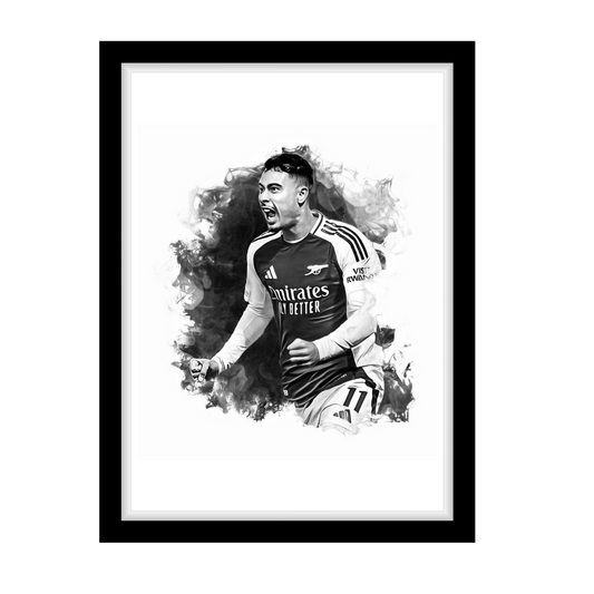 MARTINELLI "A4 Black & White Football Art Print – Oil Painting Style Sports Wall Decor-Artwork re-print