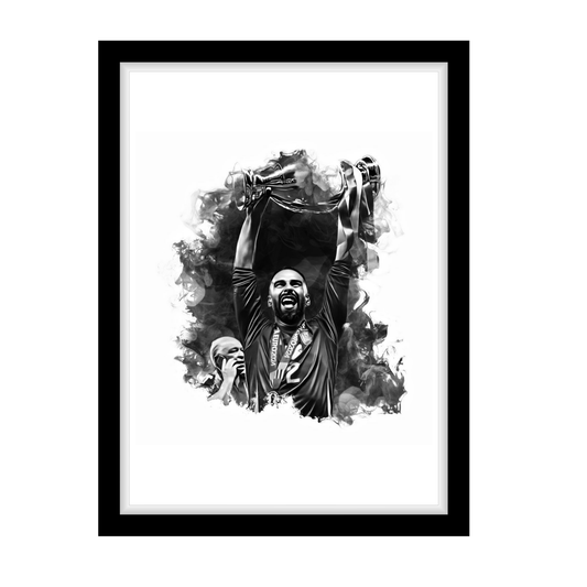 DANI CARVAJAL "A4 Black & White Football Art Print – Oil Painting Style Sports Wall Decor-Artwork re-print