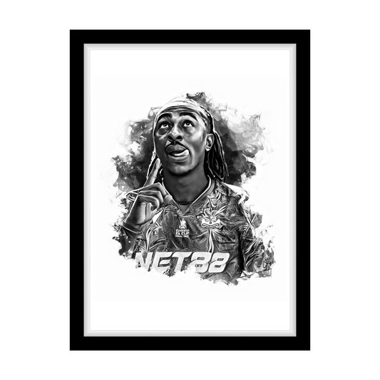 Eze fa cup "A4 Black & White Football Art Print – Oil Painting Style Sports Wall Decor-Artwork re-print