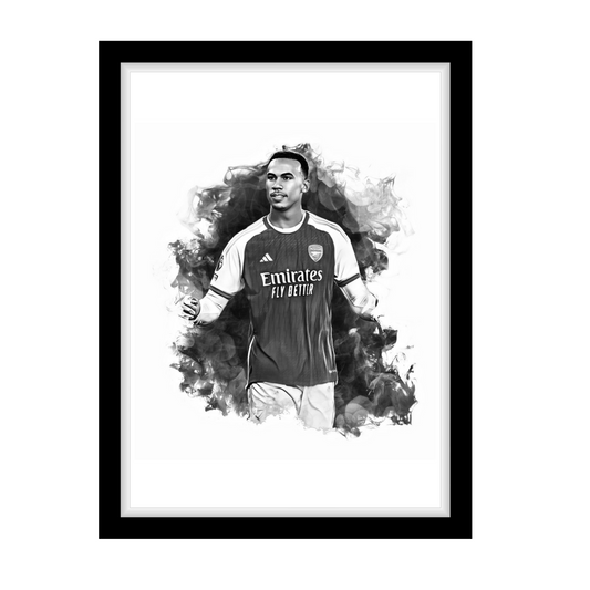 GABRIEL "A4 Black & White Football Art Print – Oil Painting Style Sports Wall Decor-Artwork re-print