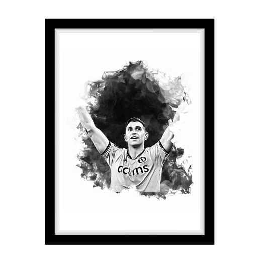 EMI MARTINEZ "A4 Black & White Football Art Print – Oil Painting Style Sports Wall Decor-Artwork re-print