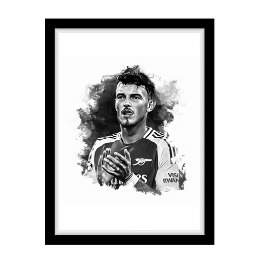 BEN WHITE "A4 Black & White Football Art Print – Oil Painting Style Sports Wall Decor-Artwork re-print