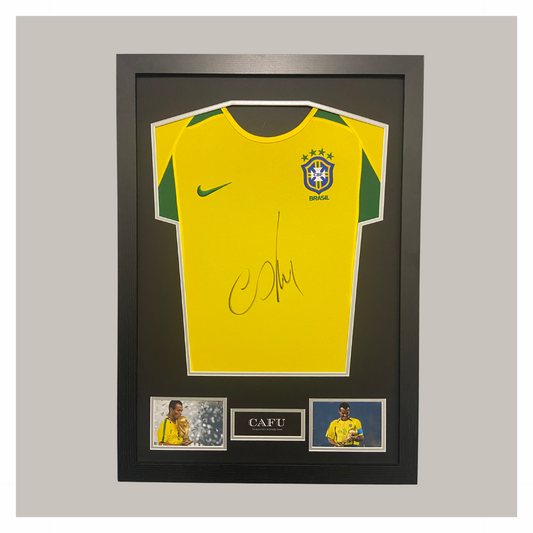 CAFU 2002 BRAZIL FRAMED SHIRT DISPLAY