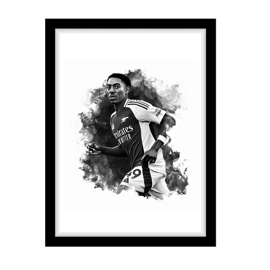LEWIS-SKELLY "A4 Black & White Football Art Print – Oil Painting Style Sports Wall Decor-Artwork re-print