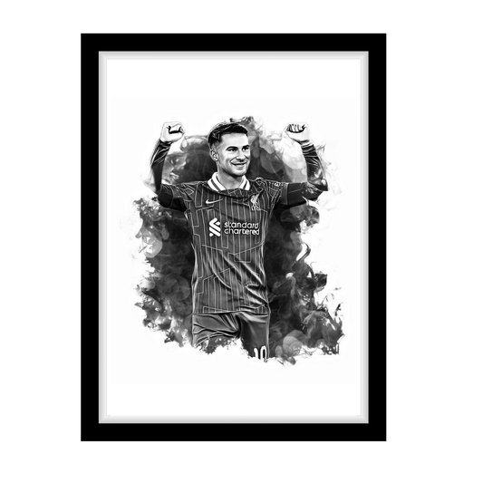 ALEXIS MAC ALLISTER "A4 Black & White Football Art Print – Oil Painting Style Sports Wall Decor-Artwork re-print