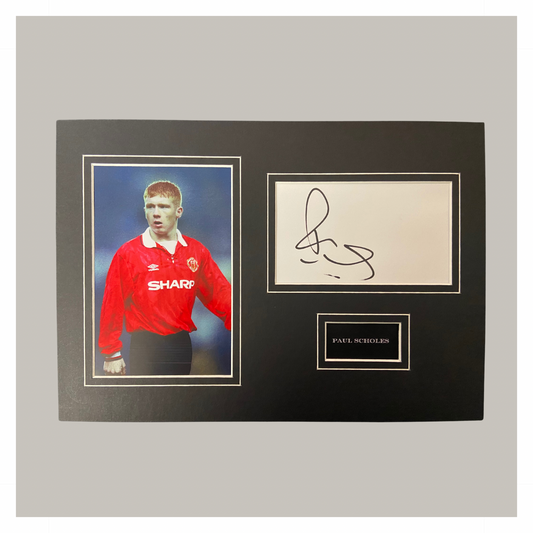 HAND SIGNED PAUL SCHOLES A4 MOUNTED DISPLAY