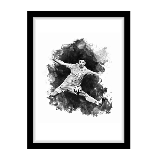 EMI MARTINEZ "A4 Black & White Football Art Print – Oil Painting Style Sports Wall Decor-Artwork re-print