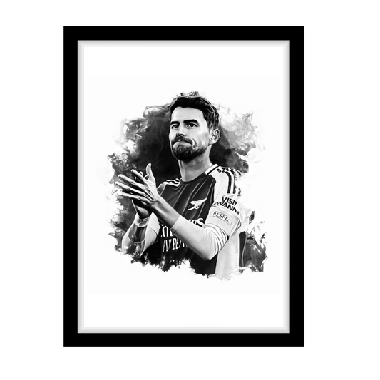 JORGINHO "A4 Black & White Football Art Print – Oil Painting Style Sports Wall Decor-Artwork re-print