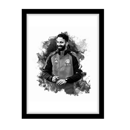 RUBEN AMORIM "A4 Black & White Football Art Print – Oil Painting Style Sports Wall Decor-Artwork re-print